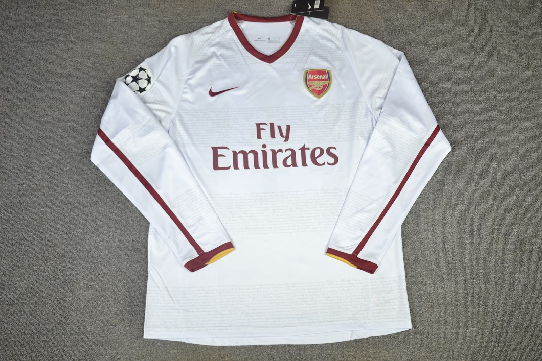 AAA Quality Arsenal 07/08 Away White Long Soccer Jersey